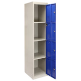 3 x Metal Storage Lockers - Four Doors, Blue - Flatpack - Like New