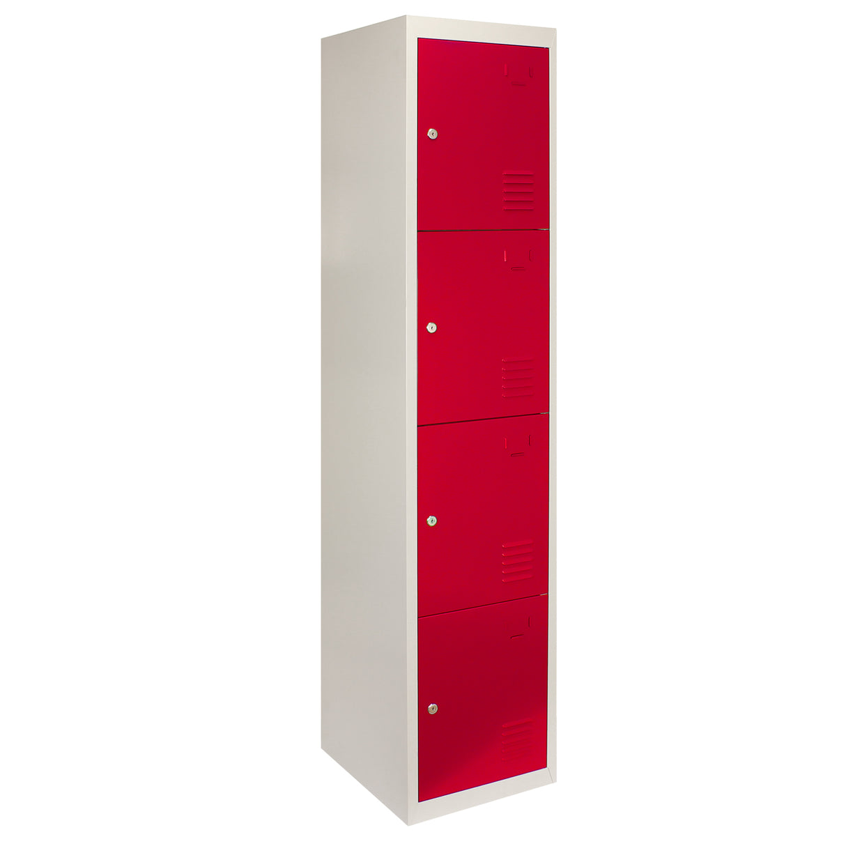 3 x Metal Storage Lockers - Four Doors, Red - Flatpack - Used - Good