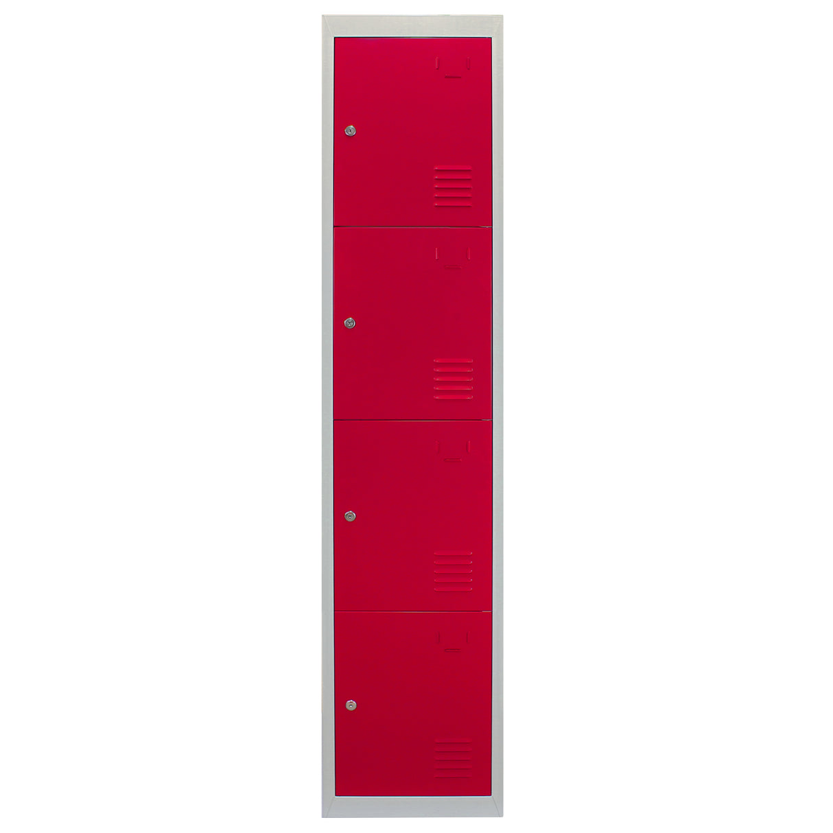 3 x Metal Storage Lockers - Four Doors, Red - Flatpack - Used - Good