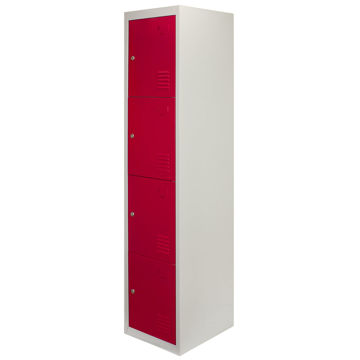 Metal Storage Lockers - Four Doors, Flatpacked, Red - Used - Acceptable