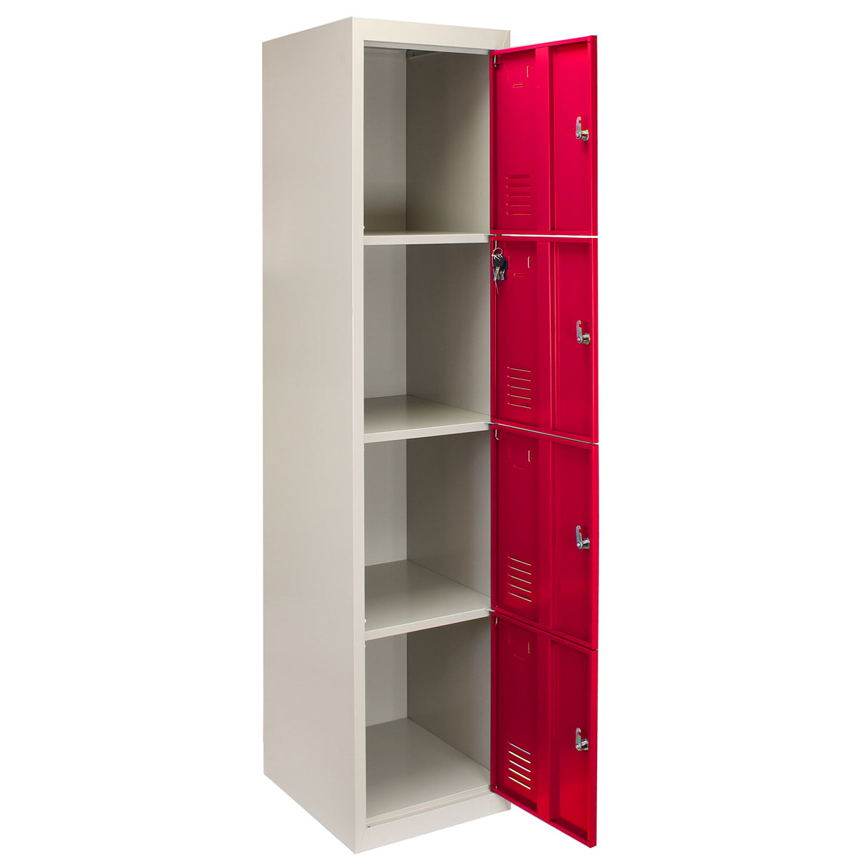 Metal Storage Lockers - Four Doors, Flatpacked, Red - Like New