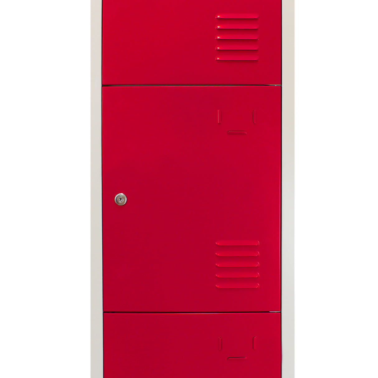 Metal Storage Lockers - Four Doors, Flatpacked, Red - Used - Acceptable