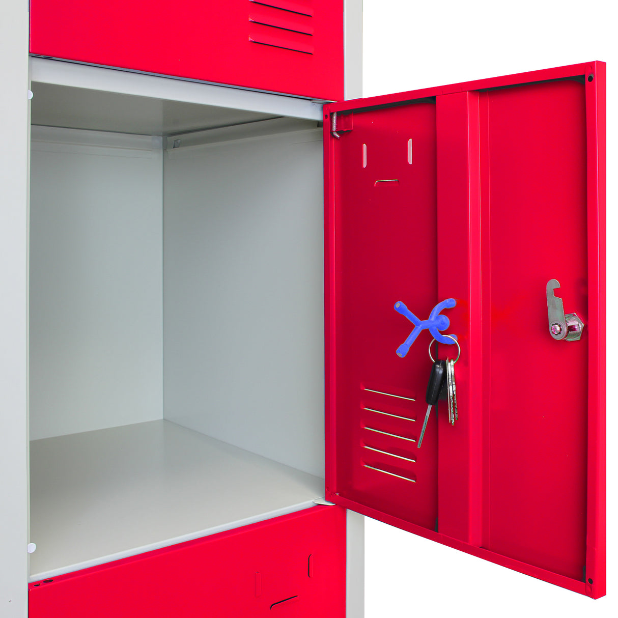 Metal Storage Lockers - Four Doors, Flatpacked, Red - Used - Acceptable