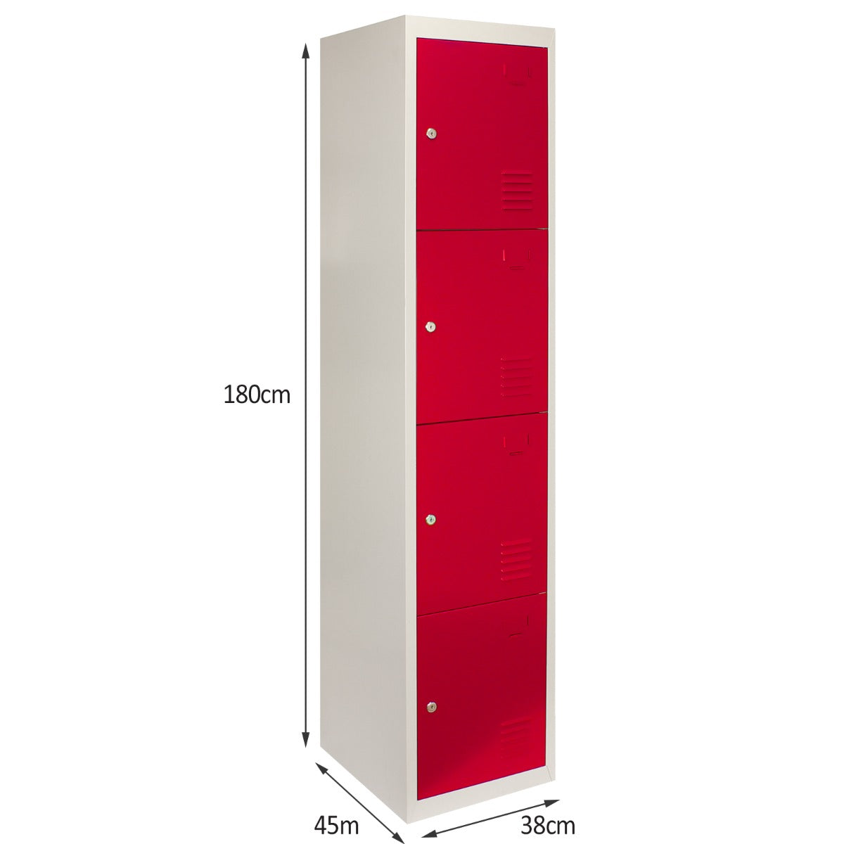 Metal Storage Lockers - Four Doors, Flatpacked, Red - Like New