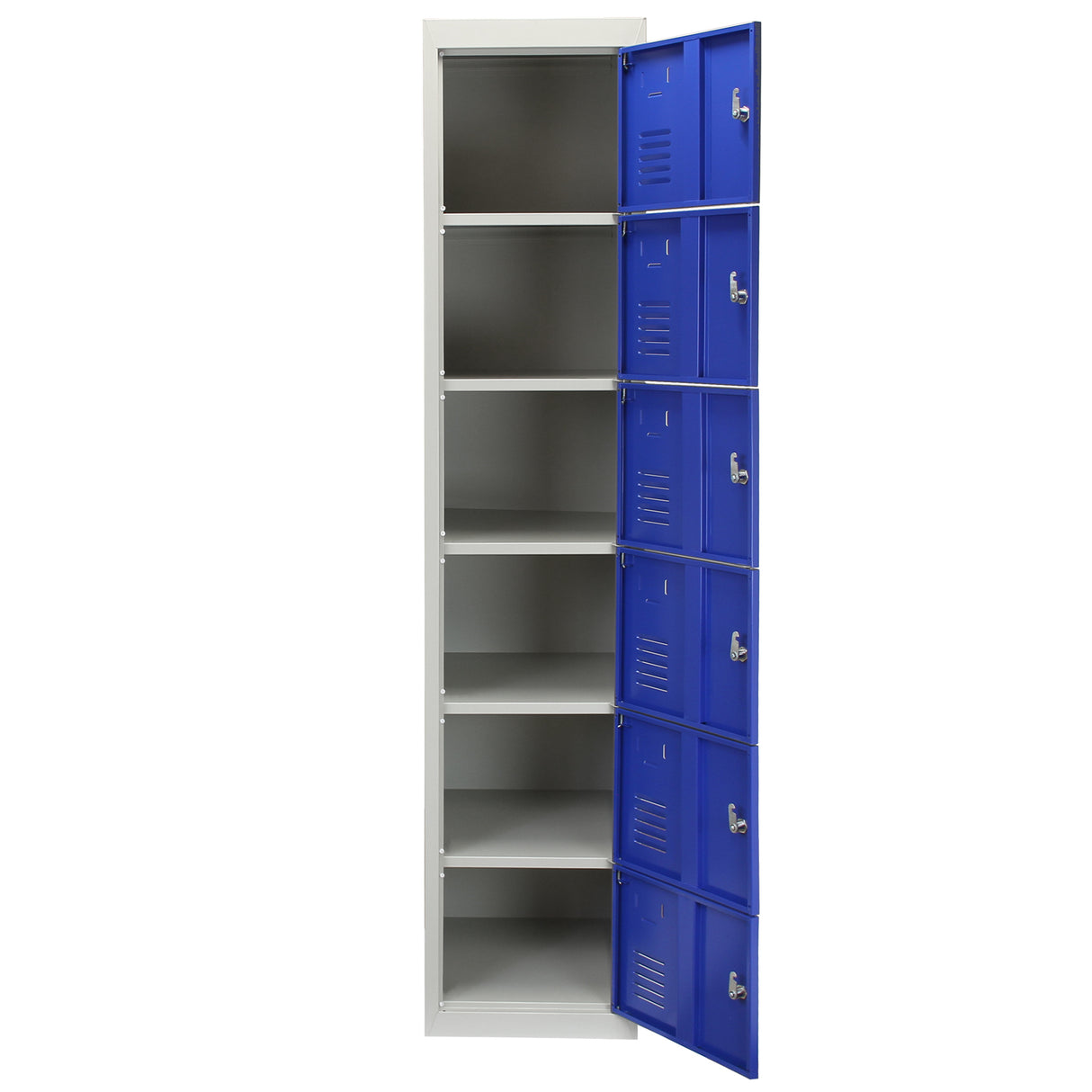 3 x Metal Storage Lockers - Six Doors, Blue - Flatpack - Like New
