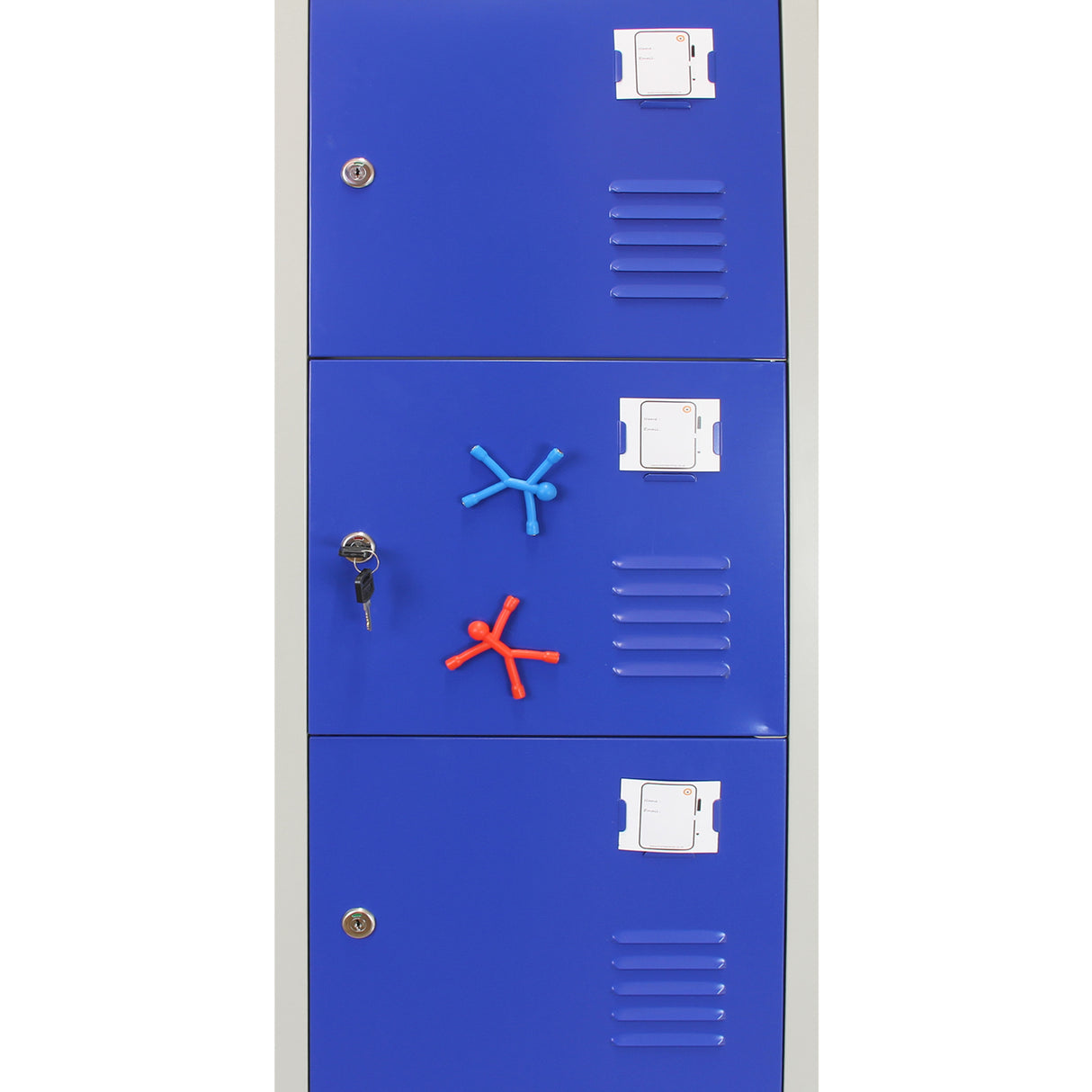 3 x Metal Storage Lockers - Six Doors, Blue - Flatpack - Like New