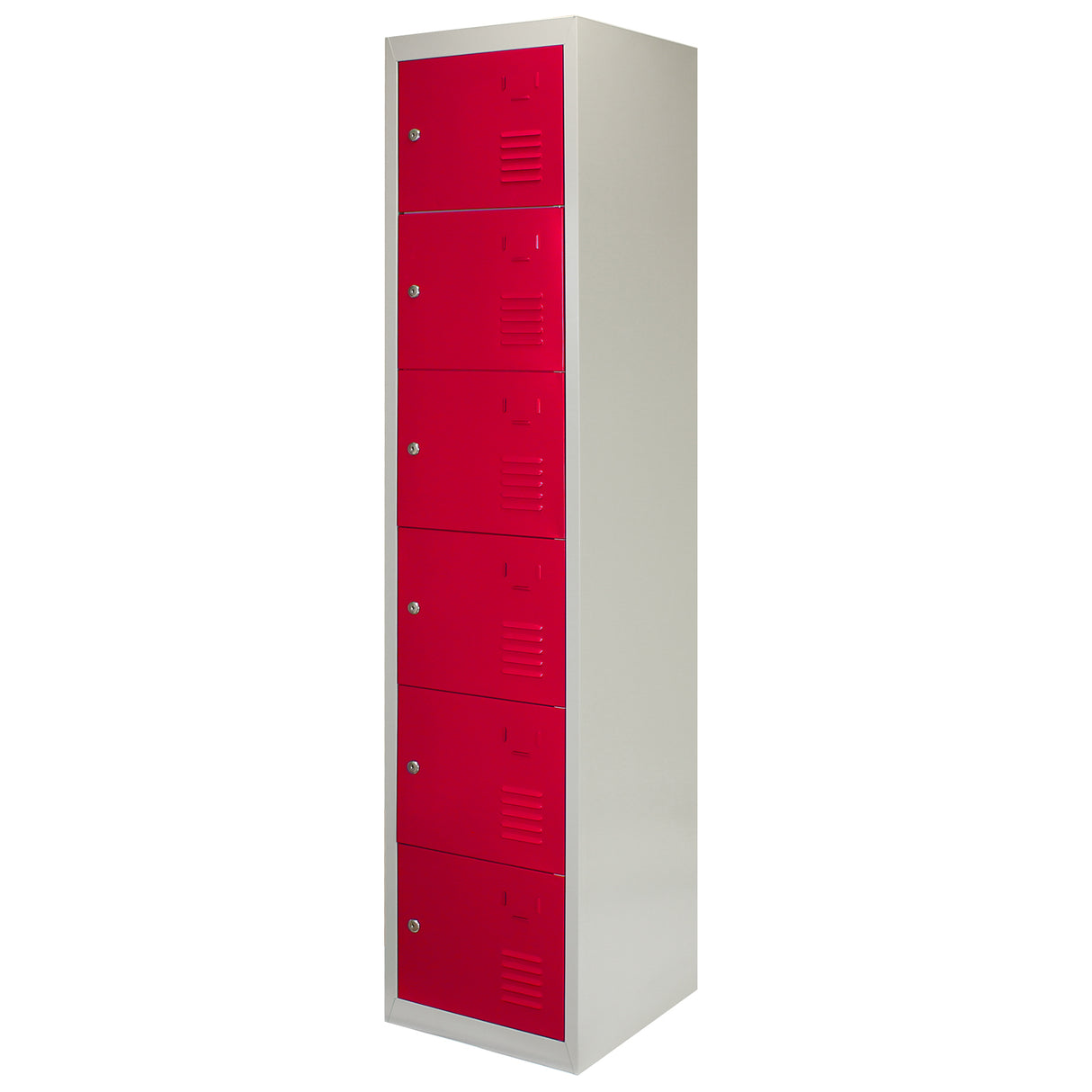 3 x Metal Storage Lockers - Six Doors, Red - Flatpack - Used - Very Good