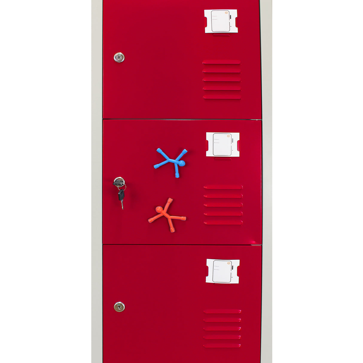 3 x Metal Storage Lockers - Six Doors, Red - Flatpack - Used - Very Good