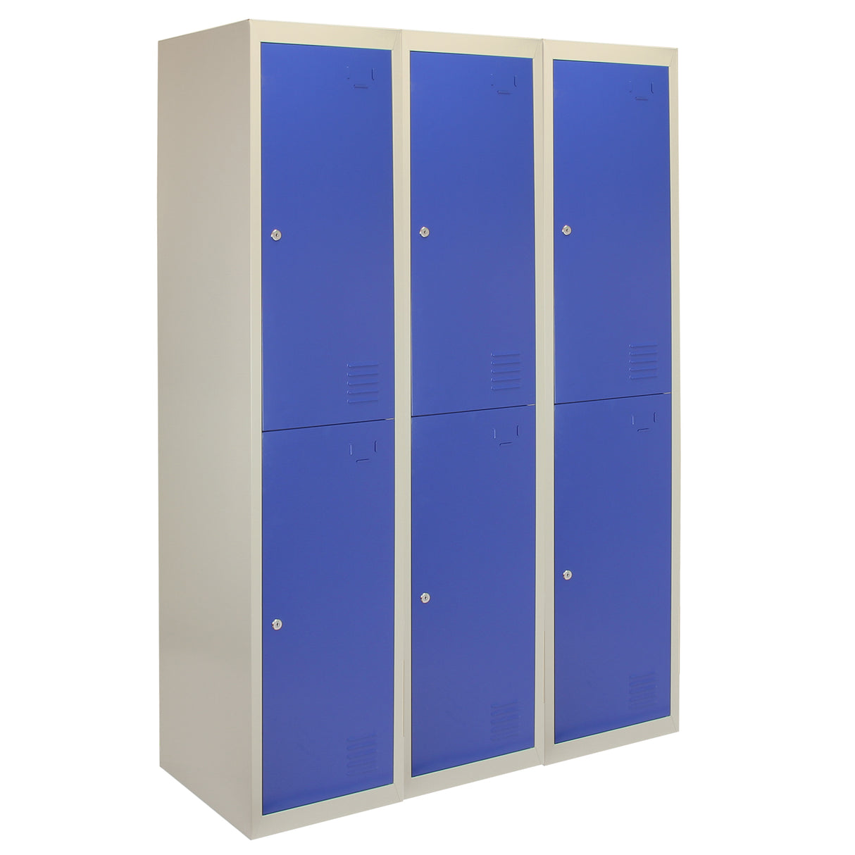 3 x Metal Storage Lockers - Two Doors, Blue - Flatpack - Like New