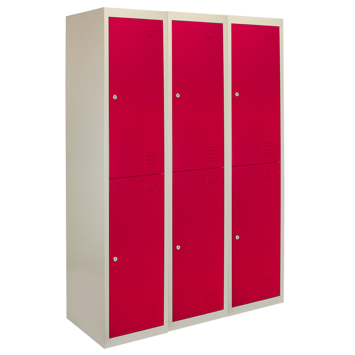 3 x Metal Storage Lockers - Two Doors, Red - Flatpack - Like New