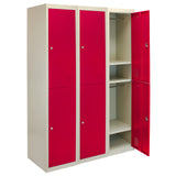 3 x Metal Storage Lockers - Two Doors, Red - Flatpack - Like New