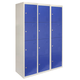 3 x Metal Storage Lockers - Four Doors, Blue - Flatpack - Like New