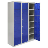 3 x Metal Storage Lockers - Six Doors, Blue - Flatpack - Like New