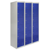 3 x Metal Storage Lockers - Six Doors, Blue - Flatpack - Like New