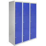 3 x Metal Storage Lockers - Three Doors, Blue - Flatpack - Used - Acceptable