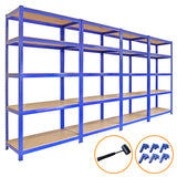 4 x 90cm Blue Storage Racks with 4200kg Capacity, Free Bay Connectors and Mallet - Used - Good