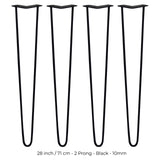 4 x 28" Hairpin Legs - 2 Prong - 10mm - Black - Used - Very Good