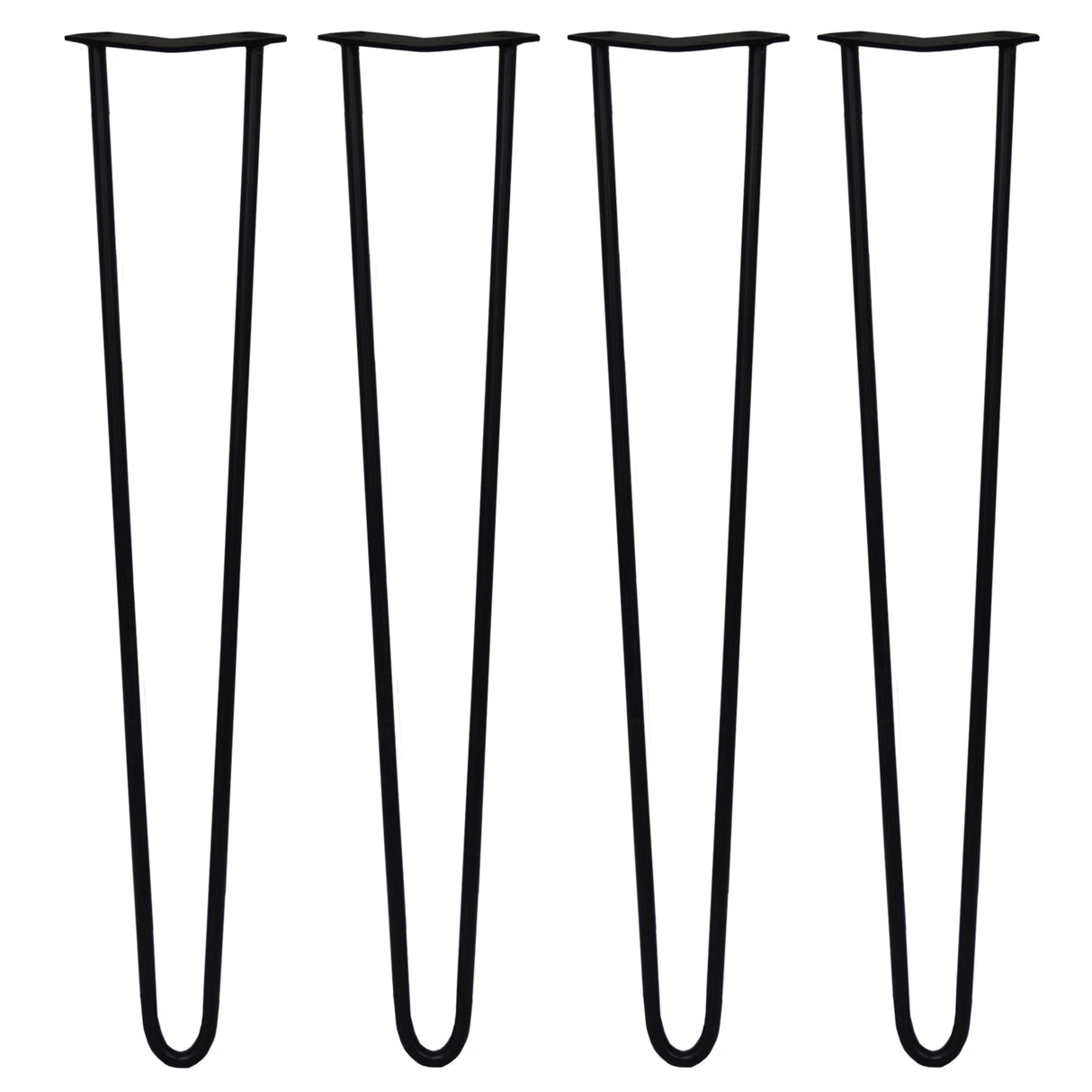 4 x 28" Hairpin Legs - 2 Prong - 12mm - Black - Like New