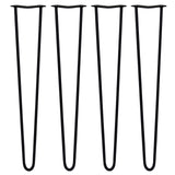 4 x 28" Hairpin Legs - 2 Prong - 12mm - Black - Like New