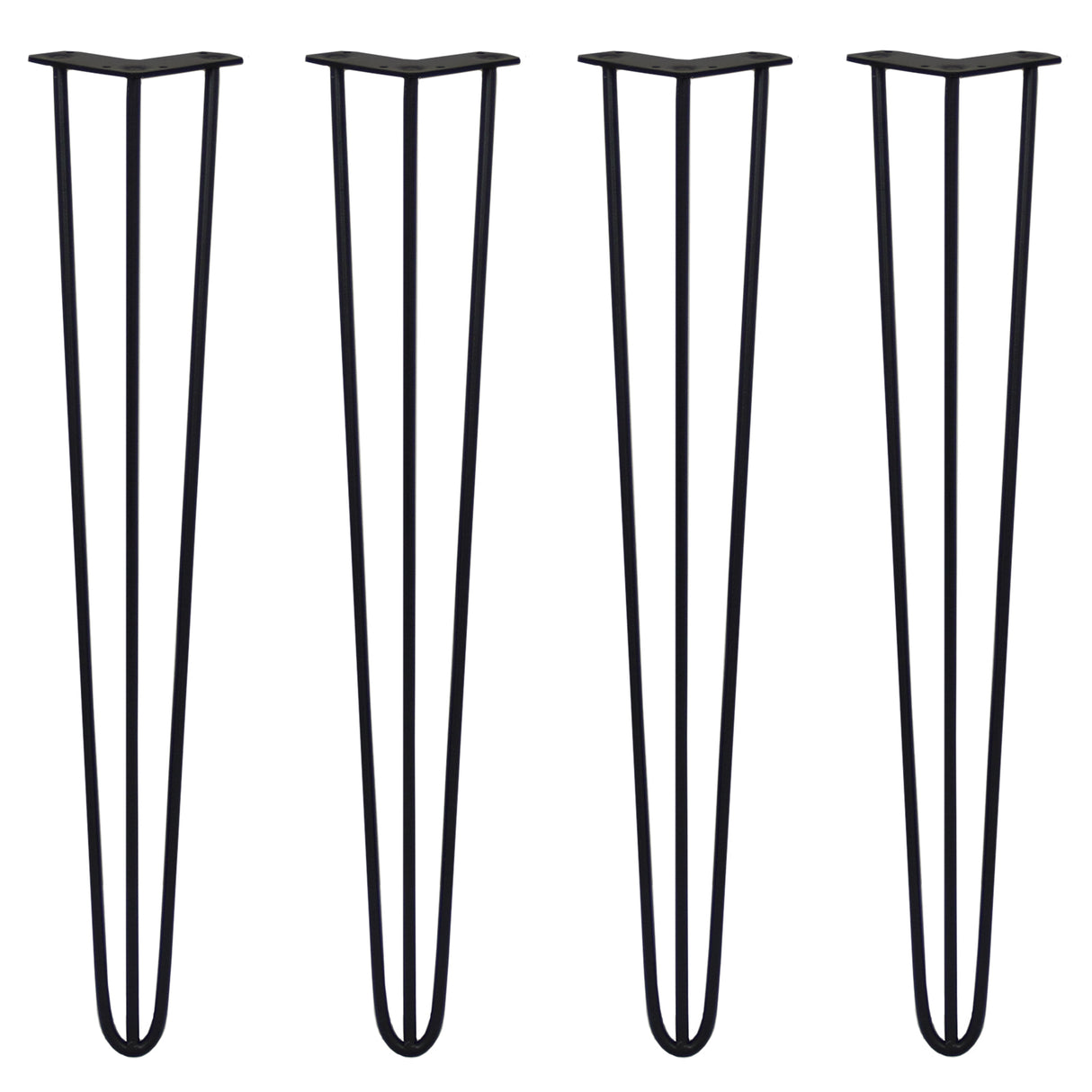 4 x 28" Hairpin Legs - 3 Prong - 10mm - Black - Like New