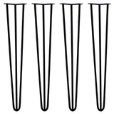 4 x 28" Hairpin Legs - 3 Prong - 12mm - Black - Like New
