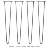 4 x 28" Hairpin Legs - 2 Prong - 10mm - Raw Steel - Used - Very Good