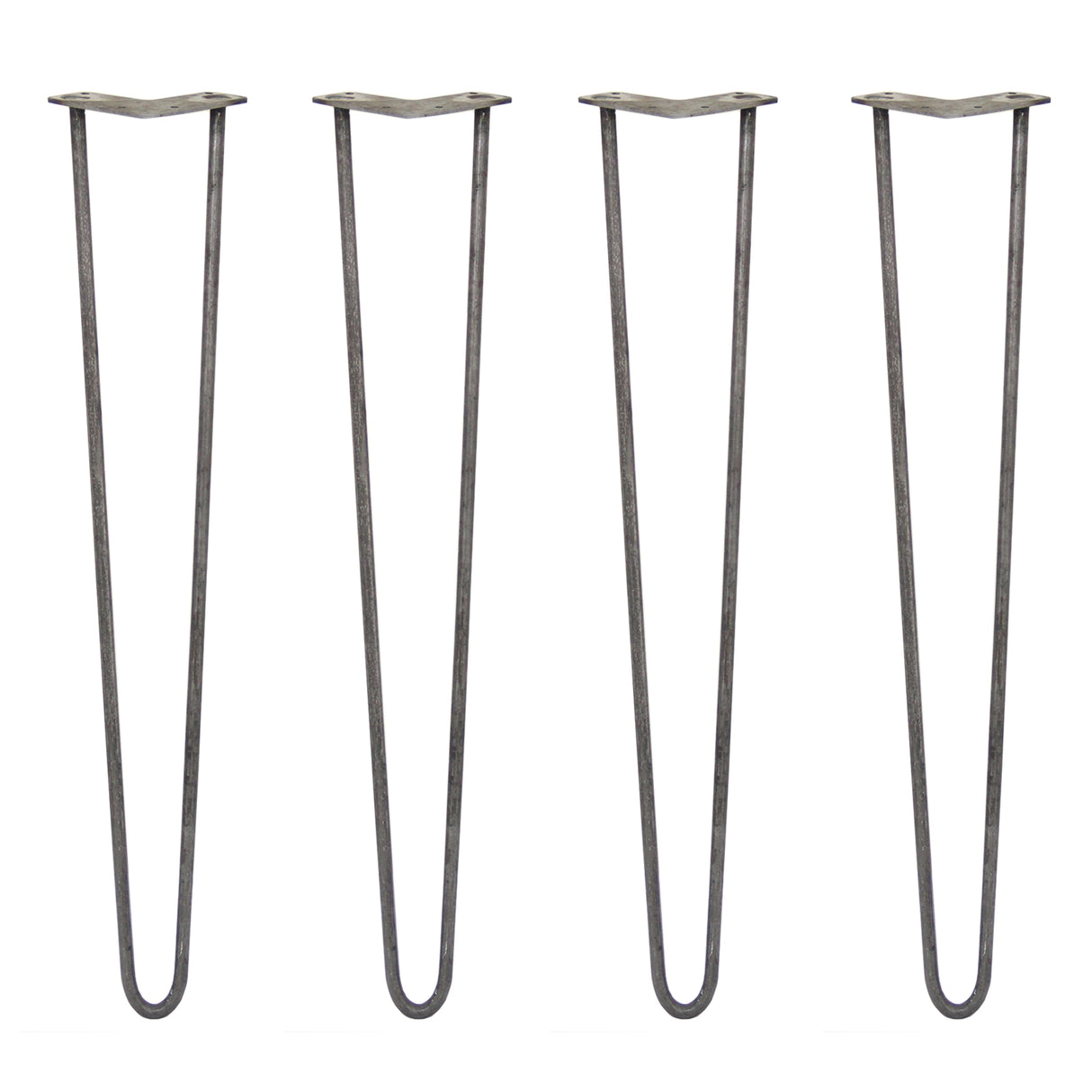 4 x 28" Hairpin Legs - 2 Prong - 12mm - Raw Steel - Used - Very Good