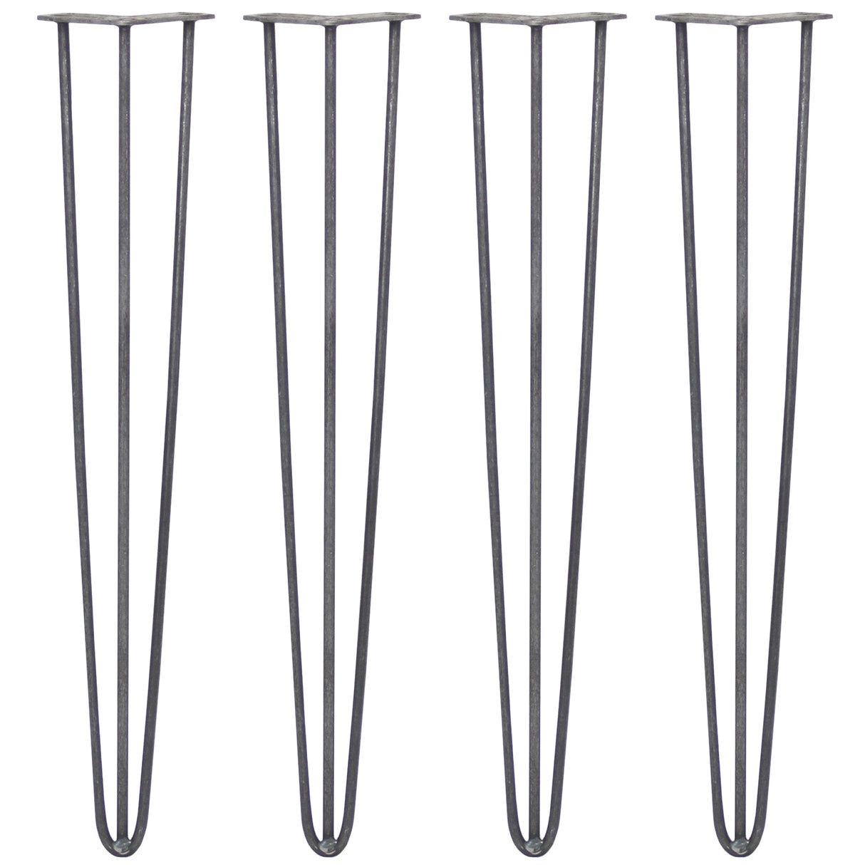 4 x 28" Hairpin Legs - 3 Prong - 10mm - Raw Steel - Like New