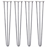 4 x 28" Hairpin Legs - 3 Prong - 12mm - Raw Steel - Like New