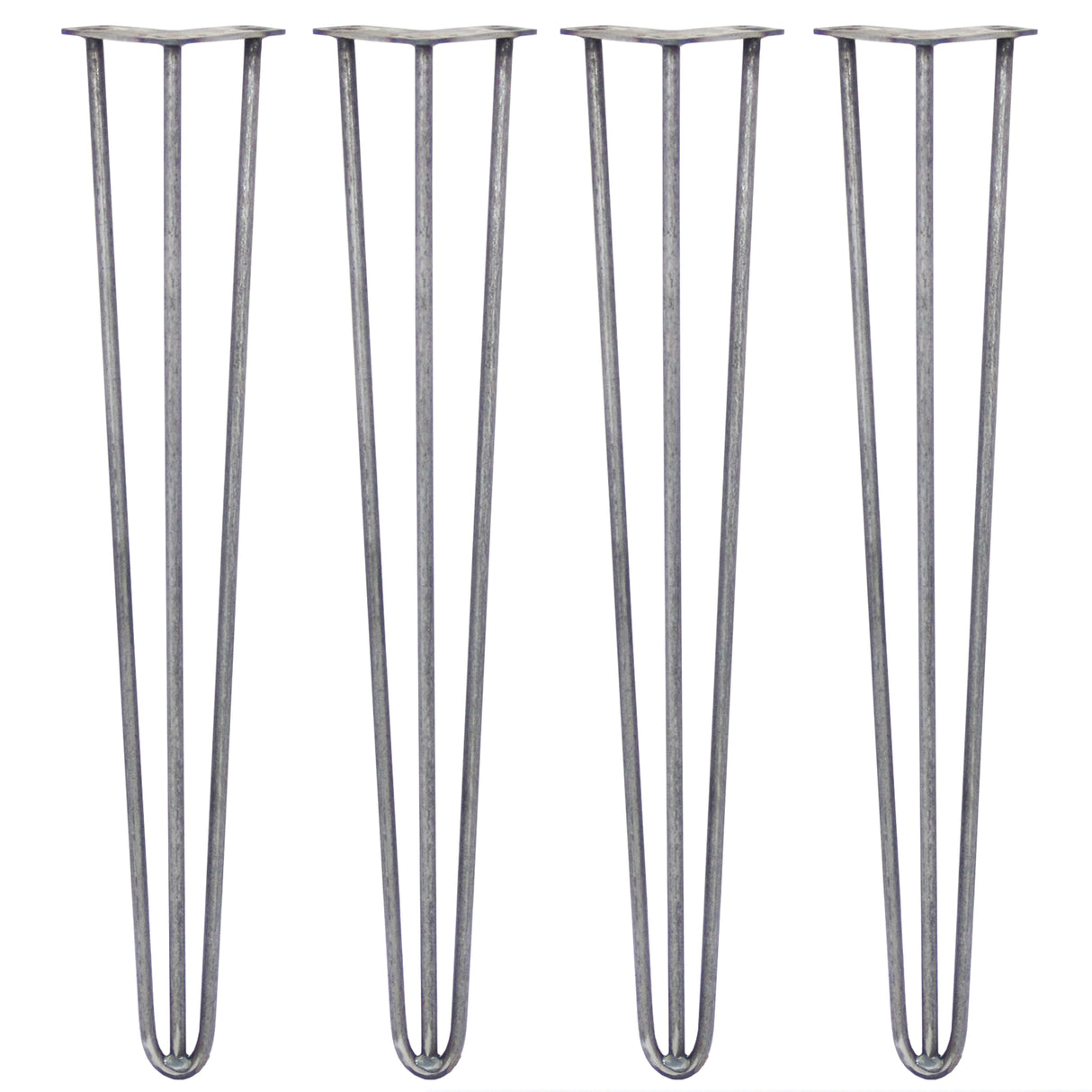 4 x 28" Hairpin Legs - 3 Prong - 12mm - Raw Steel - Used - Good