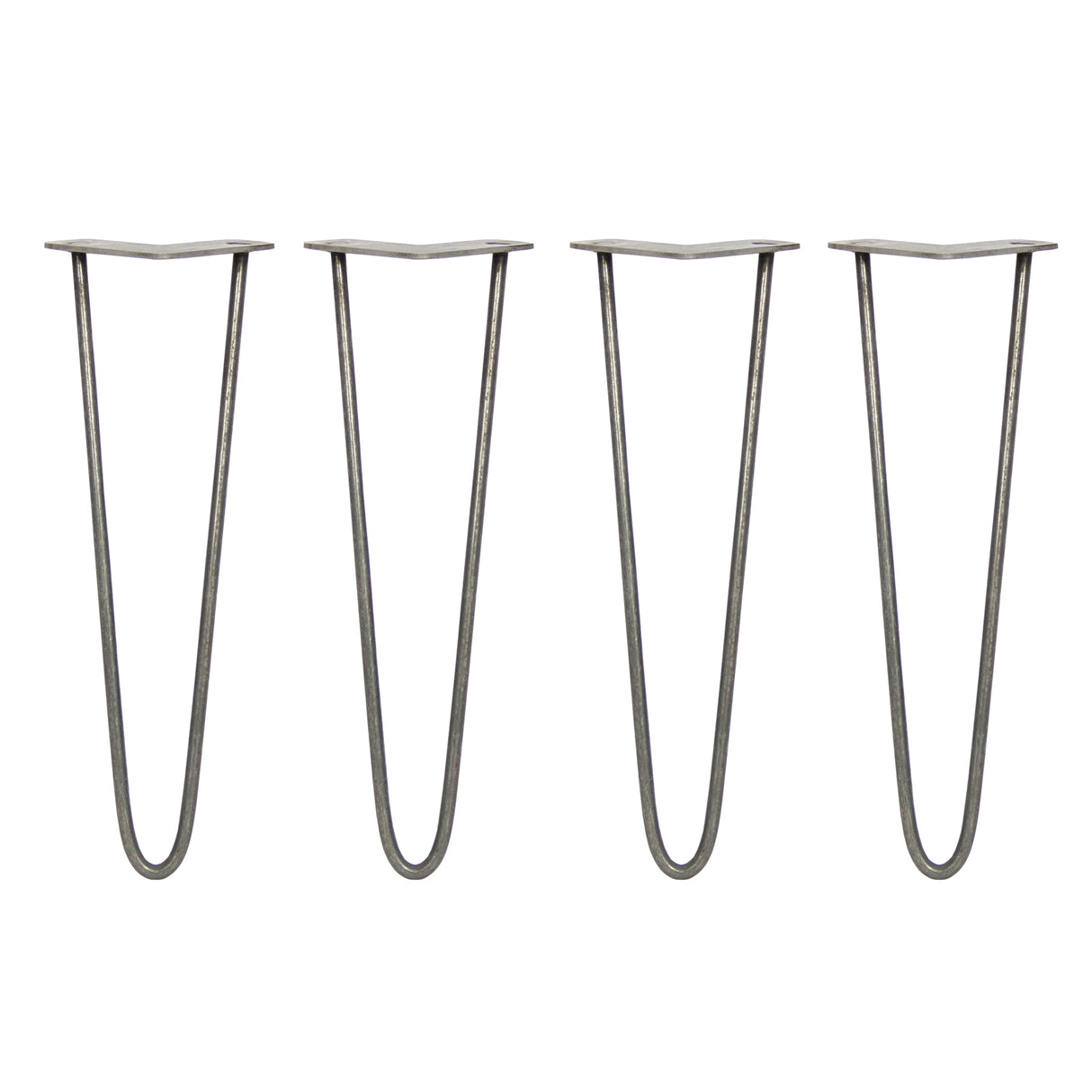 4 x 16" Hairpin Legs - 2 Prong - 10mm - Raw Steel - Like New