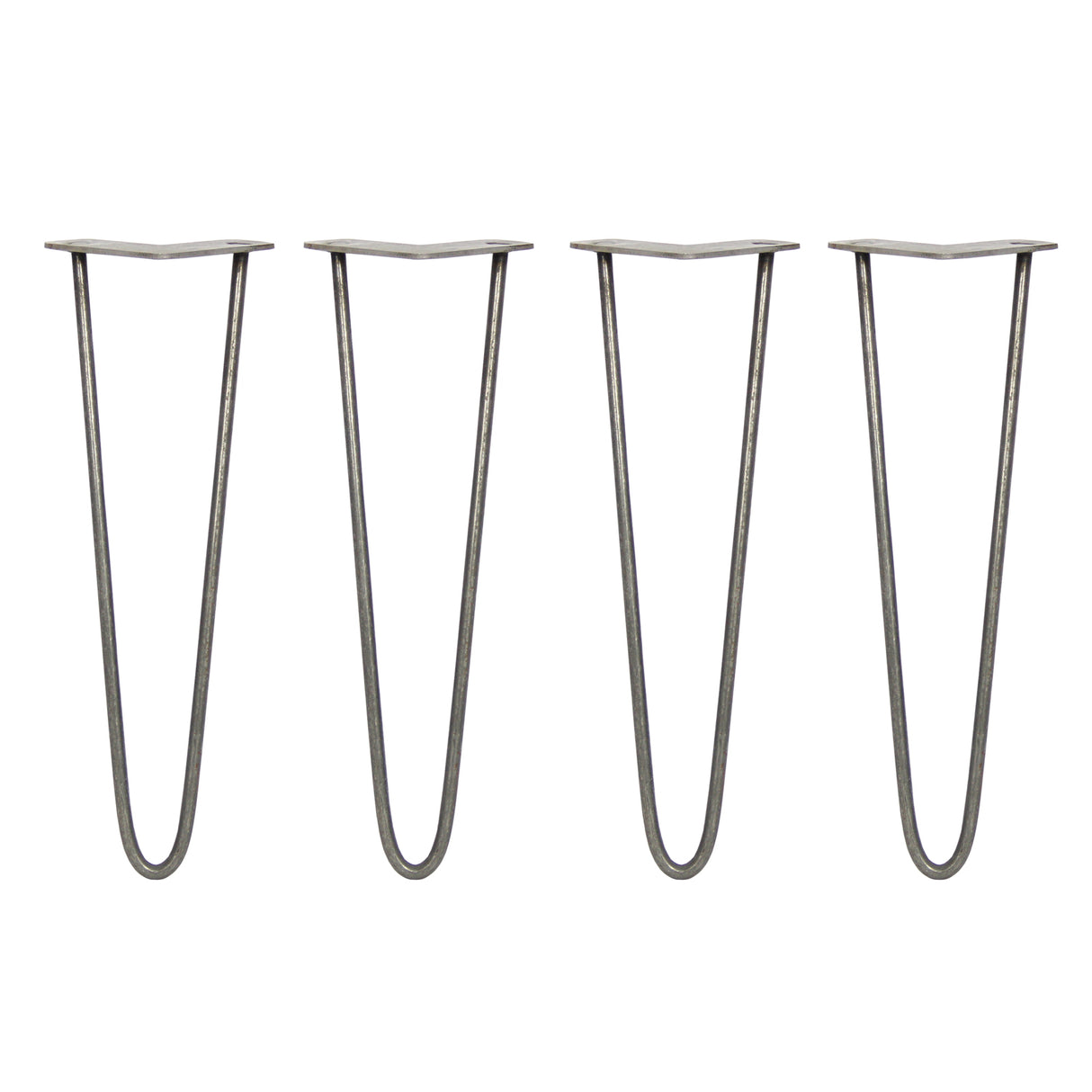 4 x 16" Hairpin Legs - 2 Prong - 10mm - Raw Steel - Used - Very Good