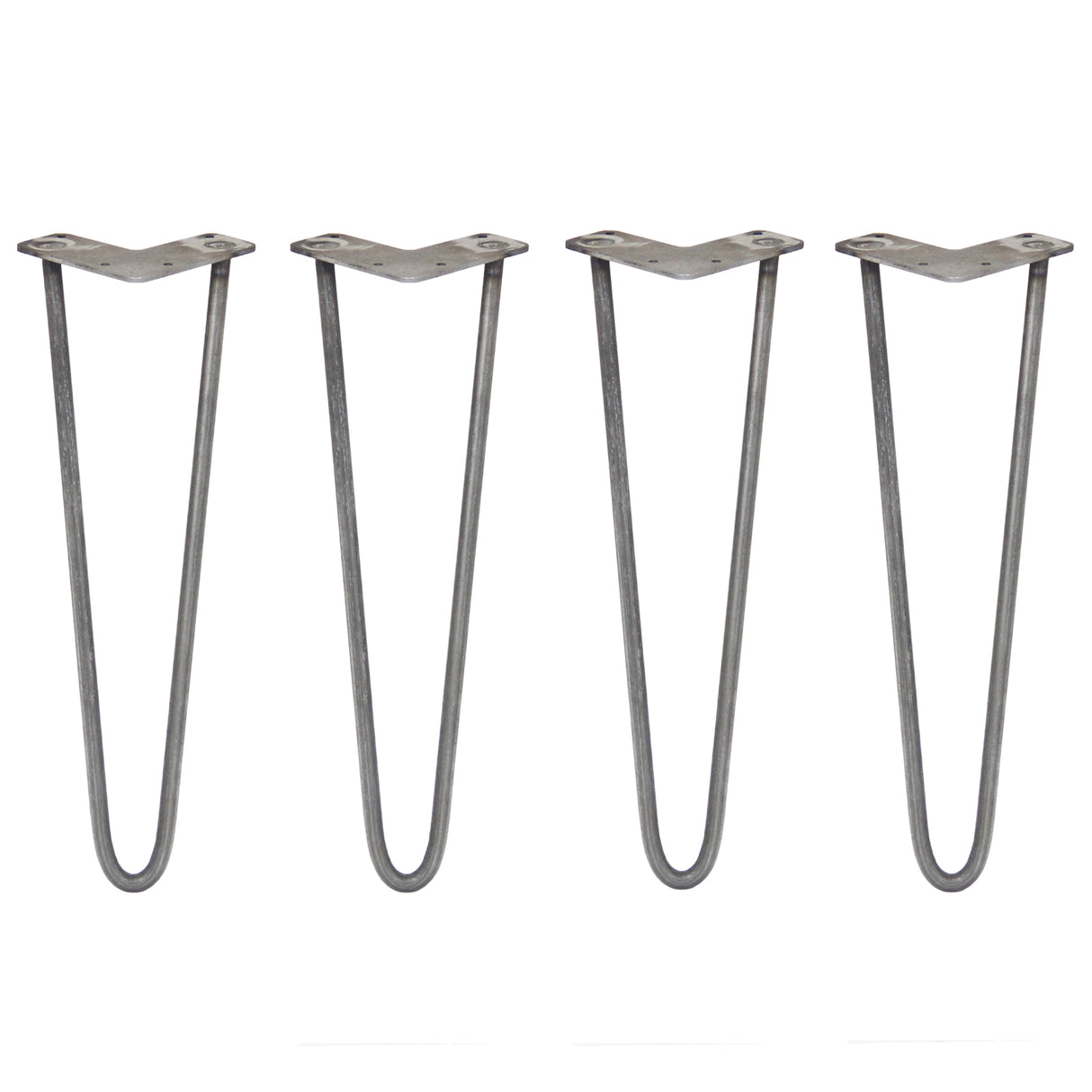 4 x 16" Hairpin Legs - 2 Prong - 12mm - Raw Steel - Like New