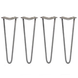 4 x 16" Hairpin Legs - 2 Prong - 12mm - Raw Steel - Like New