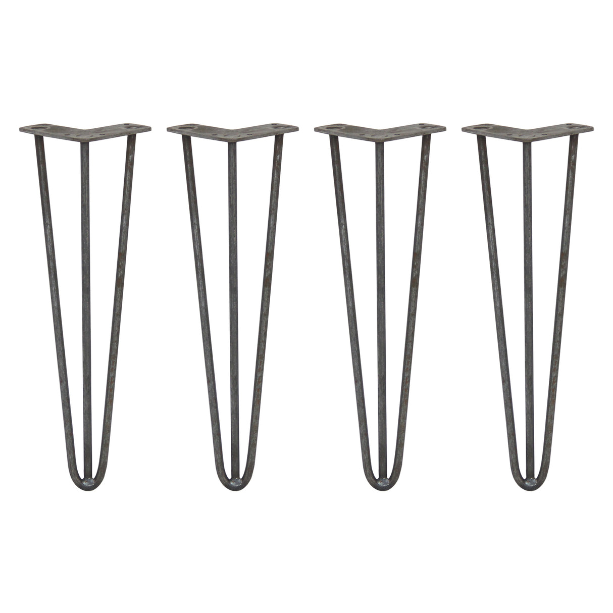 4 x 16" Hairpin Legs - 3 Prong - 10mm - Raw Steel - Used - Very Good