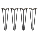 4 x 16" Hairpin Legs - 3 Prong - 12mm - Raw Steel - Like New