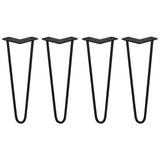 4 x 14" Hairpin Legs - 2 Prong - 10mm - Black - Like New