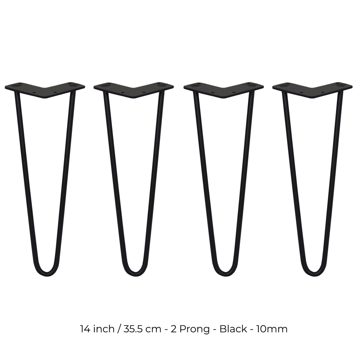 4 x 14" Hairpin Legs - 2 Prong - 10mm - Black - Used - Good