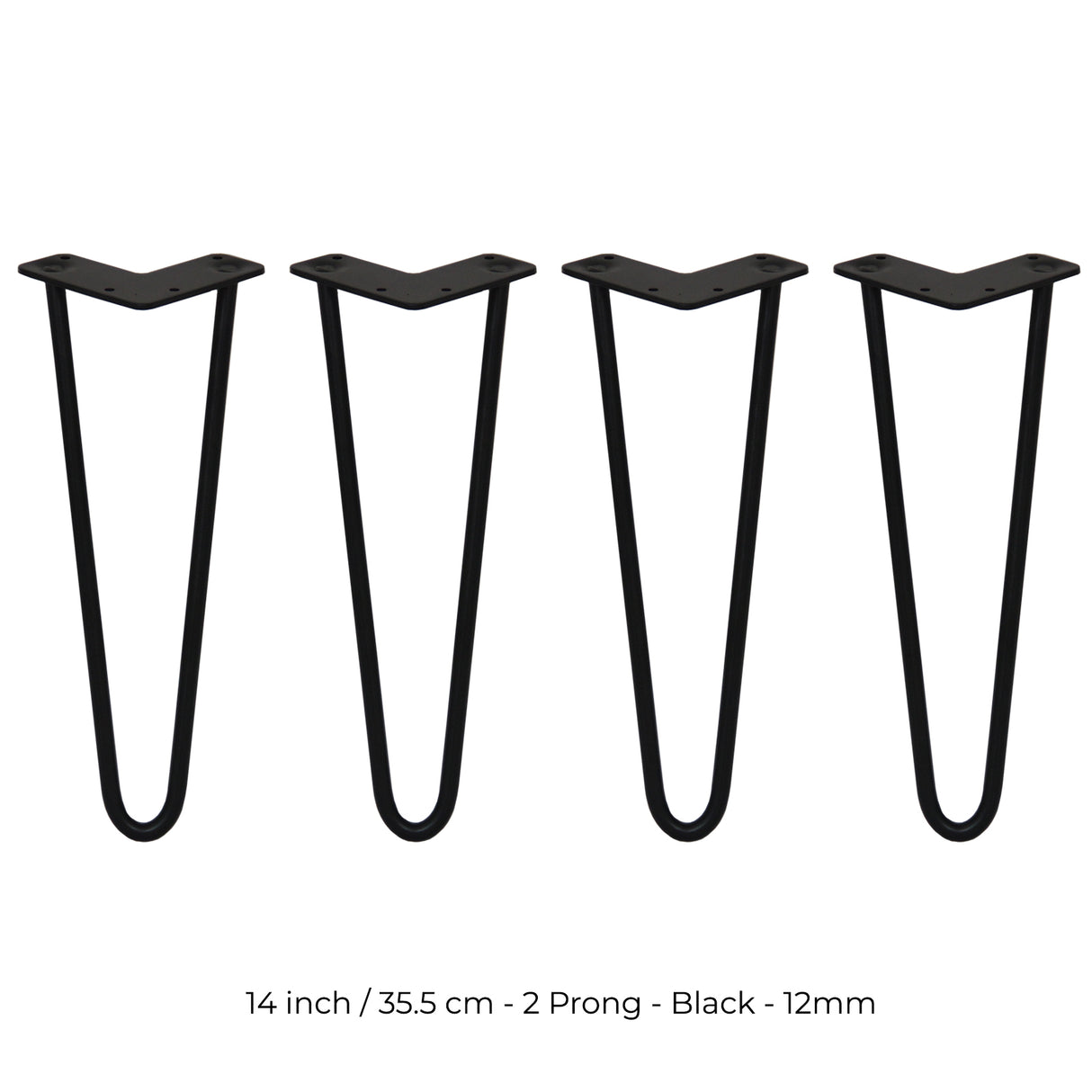 4 x 14" Hairpin Legs - 2 Prong - 12mm - Black - Used - Good