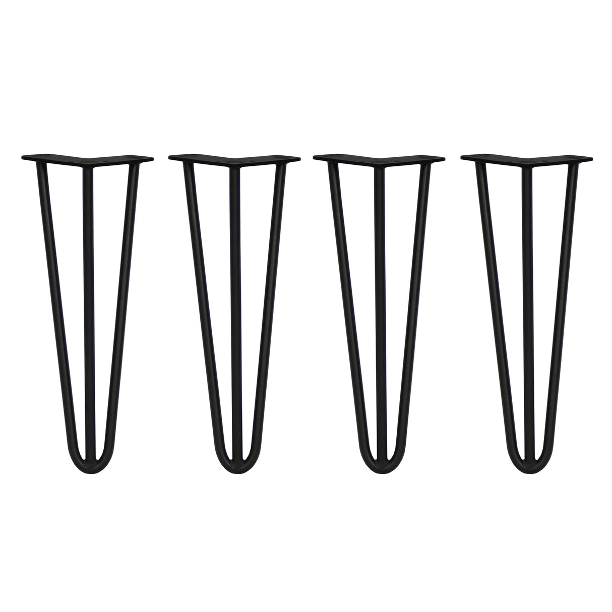 4 x 14" Hairpin Legs - 3 Prong - 12mm - Black - Like New