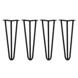 4 x 14" Hairpin Legs - 3 Prong - 12mm - Black - Like New