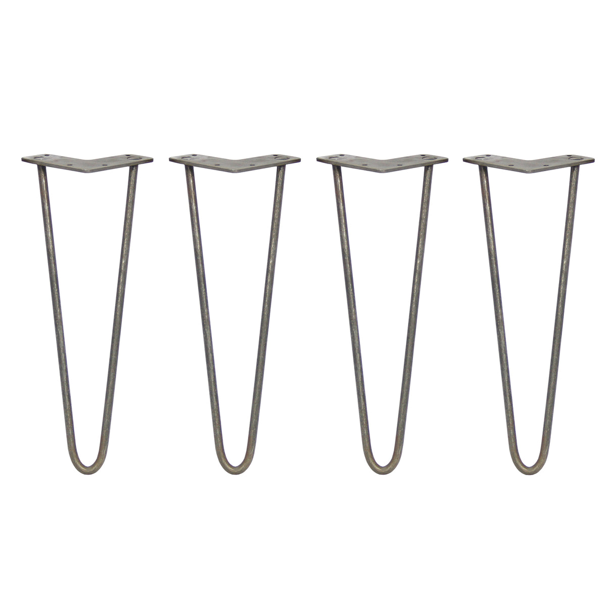 4 x 14" Hairpin Legs - 2 Prong - 10mm - Raw Steel - Like New