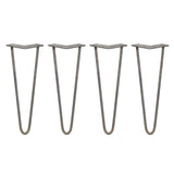 4 x 14" Hairpin Legs - 2 Prong - 10mm - Raw Steel - Like New