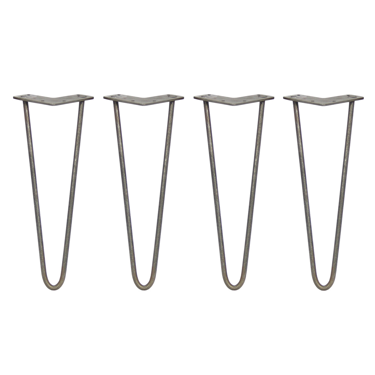 4 x 14" Hairpin Legs - 2 Prong - 10mm - Raw Steel - Used - Good