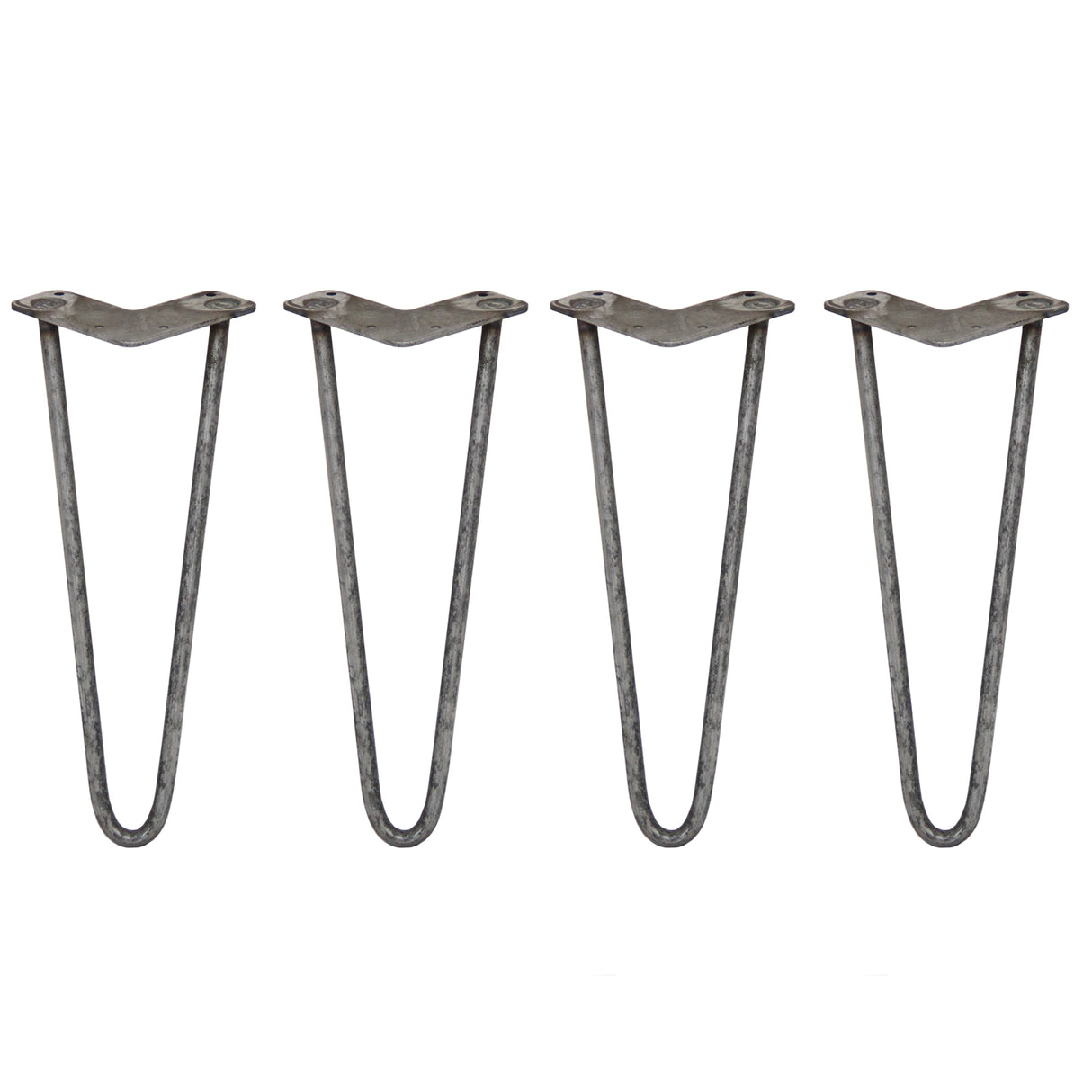 4 x 14" Hairpin Legs - 2 Prong - 12mm - Raw Steel - Used - Acceptable