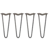 4 x 14" Hairpin Legs - 2 Prong - 12mm - Raw Steel - Used - Acceptable