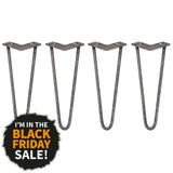 4 x 14" Hairpin Legs - 2 Prong - 12mm - Raw Steel - Used - Acceptable