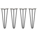 4 x 14" Hairpin Legs - 3 Prong - 10mm - Raw Steel - Used - Good