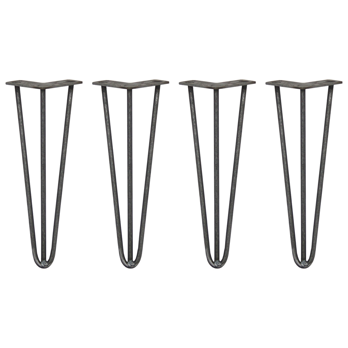 4 x 14" Hairpin Legs - 3 Prong - 10mm - Raw Steel - Used - Very Good