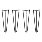4 x 14" Hairpin Legs - 3 Prong - 10mm - Raw Steel - Used - Very Good